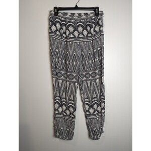 H&M Boho‎ Pants Women's Casual Navy & White Tapered Leg Size 8 Comfort Festival